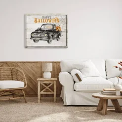 Stupell Industries Happy Halloween Pumpkin Truck Canvas Wall Art