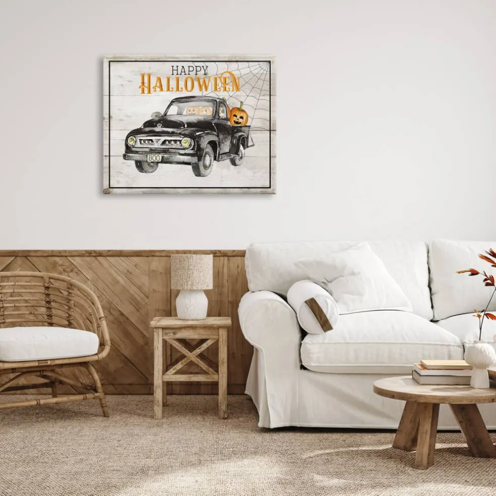 Stupell Industries Happy Halloween Pumpkin Truck Canvas Wall Art