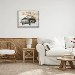 Stupell Industries Happy Halloween Pumpkin Truck Canvas Wall Art