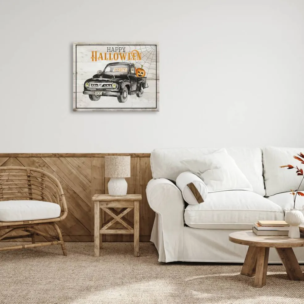 Stupell Industries Happy Halloween Pumpkin Truck Canvas Wall Art