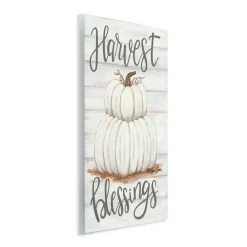 Stupell Industries Harvest Blessings White Pumpkins Wall Plaque Art