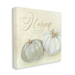Stupell Industries Harvest Grey Pumpkins Autumn Fall Seasonal Word Design Canvas Wall Art