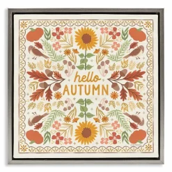Stupell Industries Hello Autumn Pattern Floater Framed Wall Art
