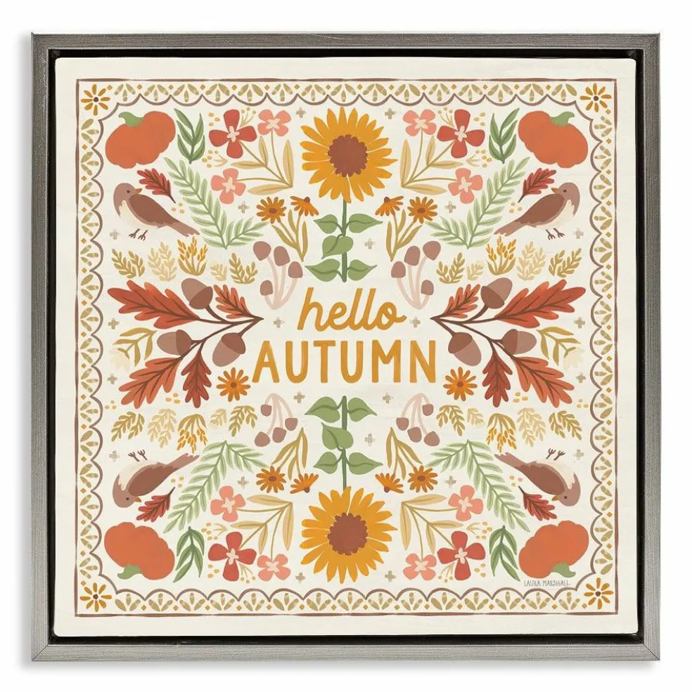 Stupell Industries Hello Autumn Pattern Floater Framed Wall Art