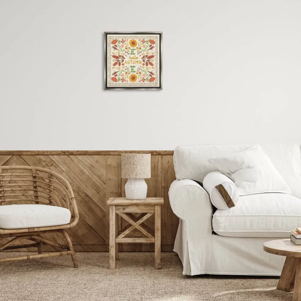 Stupell Industries Hello Autumn Pattern Floater Framed Wall Art