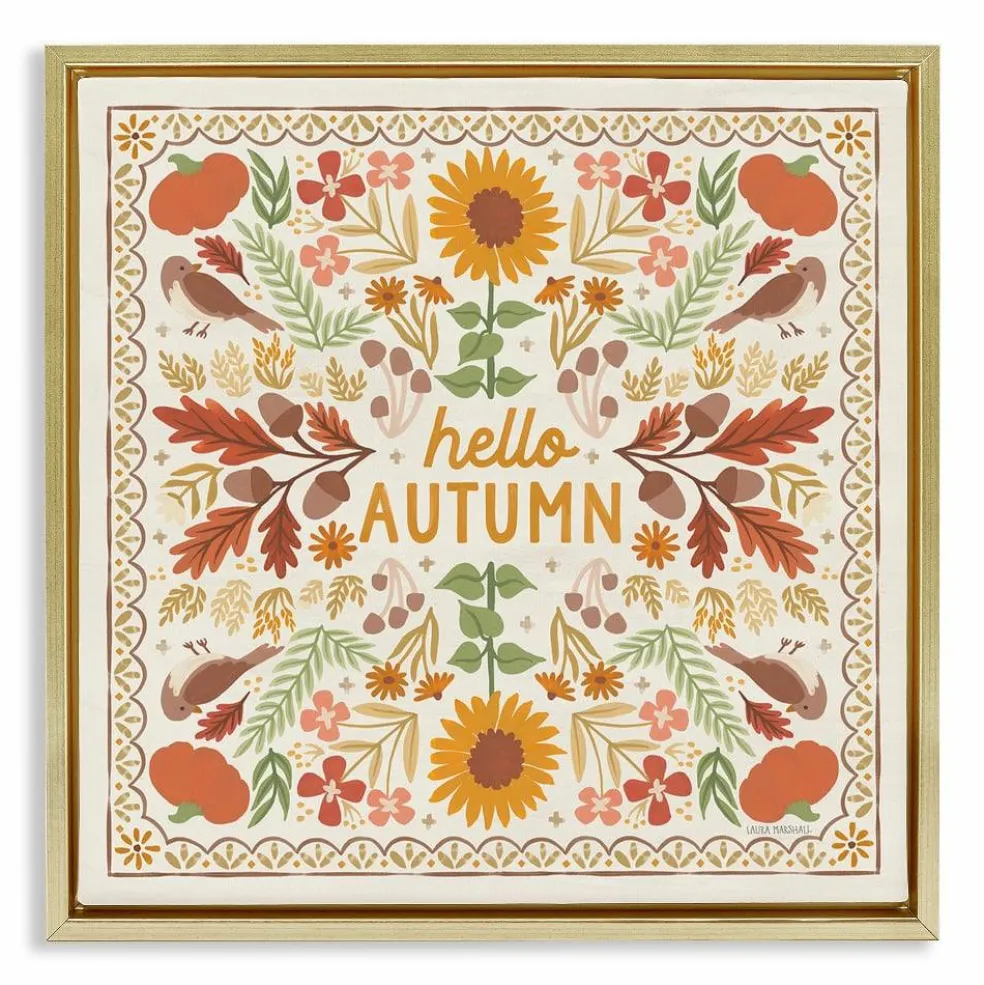 Stupell Industries Hello Autumn Pattern Floater Framed Wall Art