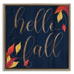 Stupell Industries Hello Fall with Autumn Foliage Floater Framed Art