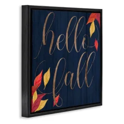 Stupell Industries Hello Fall with Autumn Foliage Floater Framed Art