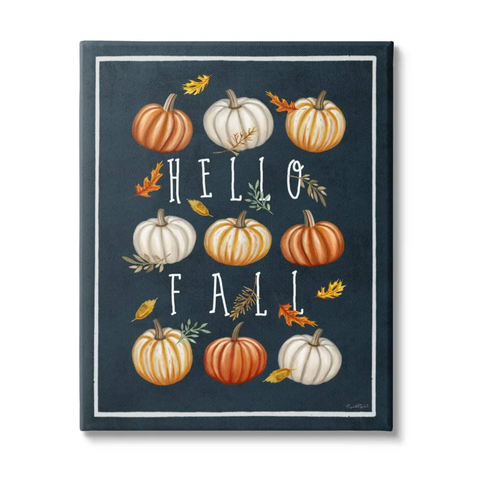 Stupell Industries Hello Fall Mixed Pumpkins Canvas Wall Art