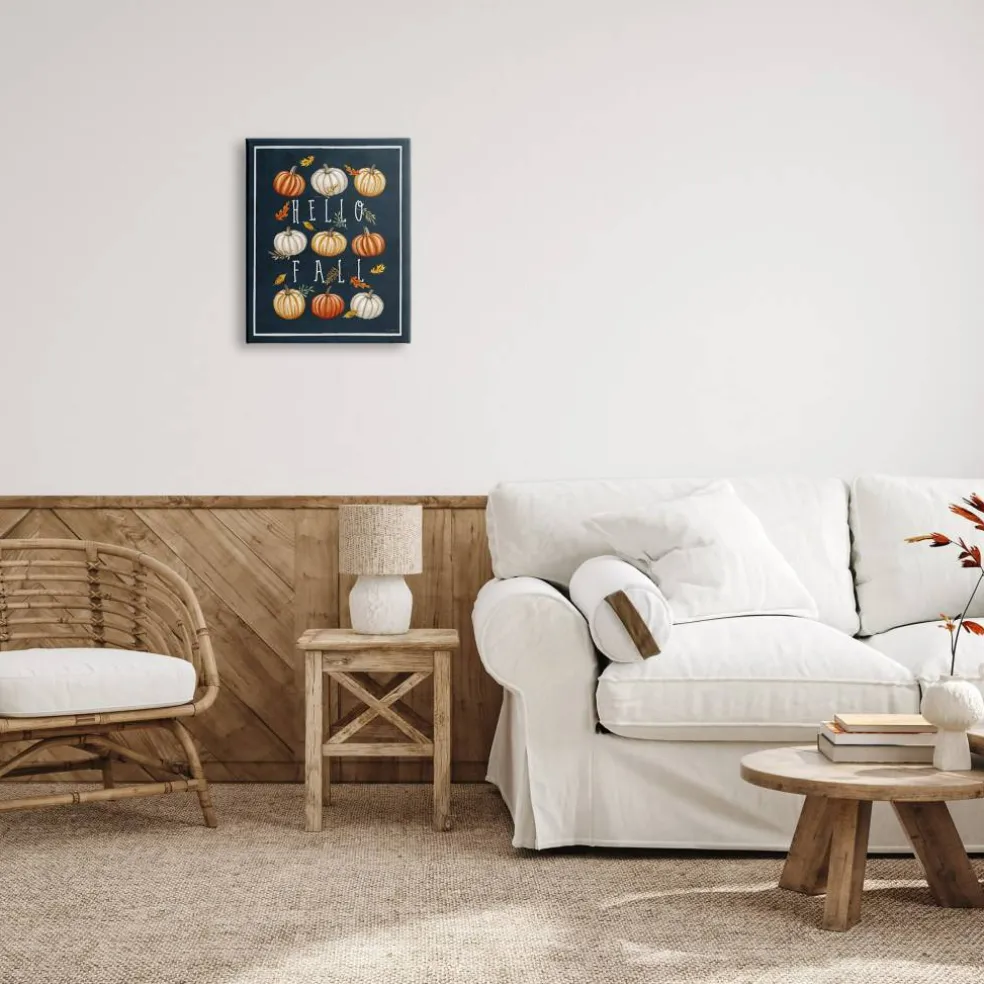 Stupell Industries Hello Fall Mixed Pumpkins Canvas Wall Art
