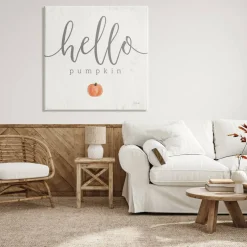 Stupell Industries Hello Pumpkin Fall Greeting Canvas Wall Art