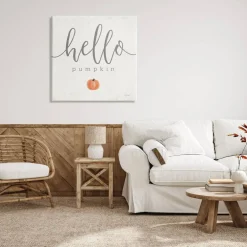 Stupell Industries Hello Pumpkin Fall Greeting Canvas Wall Art