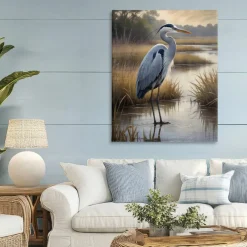 Stupell Industries Heron in Serene Marshlands Canvas, design by Susan Arnot