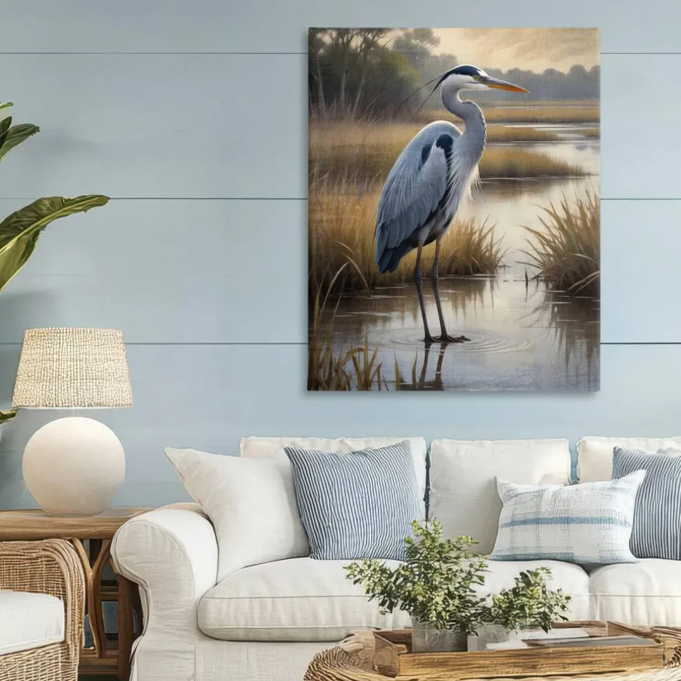 Stupell Industries Heron in Serene Marshlands Canvas, design by Susan Arnot