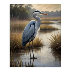 Stupell Industries Heron in Serene Marshlands Canvas, design by Susan Arnot