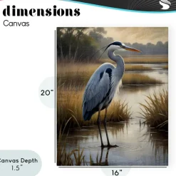 Stupell Industries Heron in Serene Marshlands Canvas, design by Susan Arnot