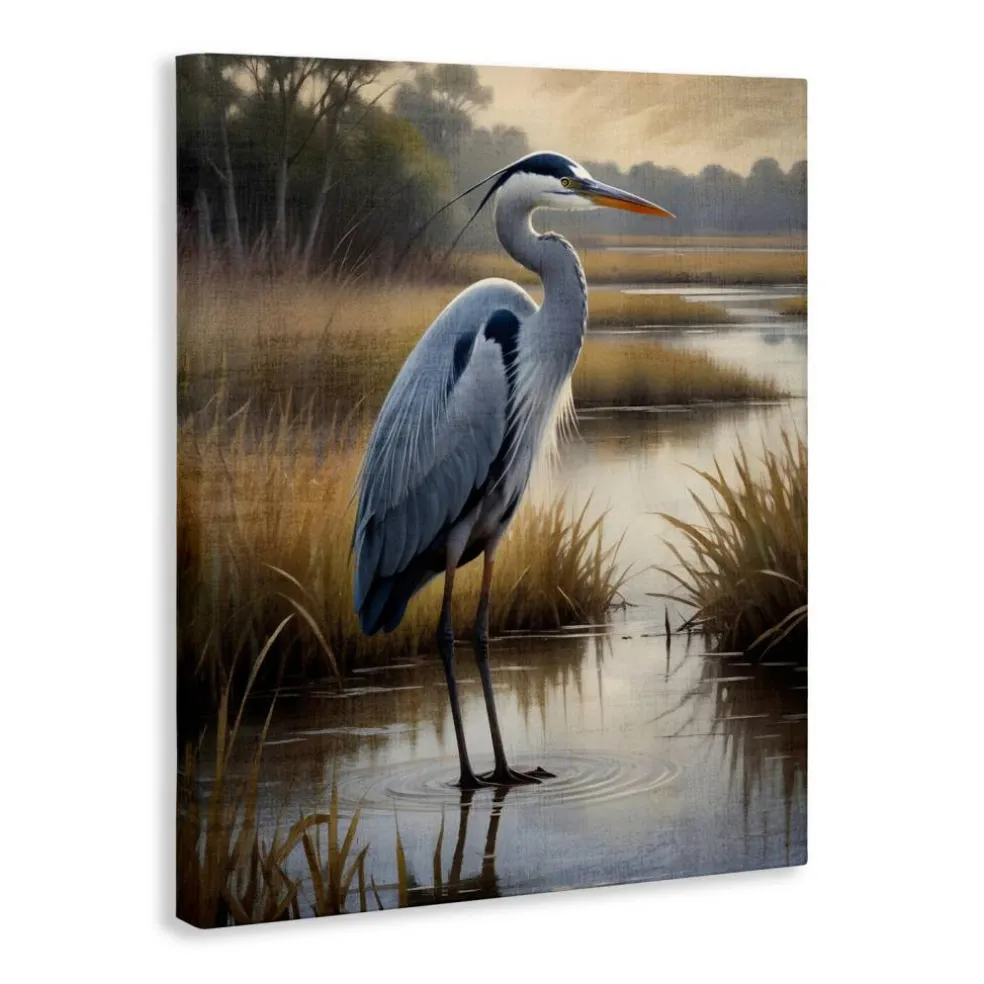 Stupell Industries Heron in Serene Marshlands Canvas, design by Susan Arnot