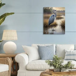 Stupell Industries Heron in Serene Marshlands Canvas, design by Susan Arnot