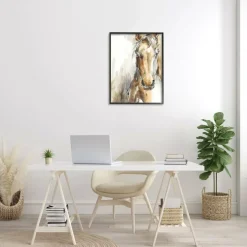 Stupell Industries Horse Portrait Orange Brown Animal Watercolor Painting Framed Wall Art
