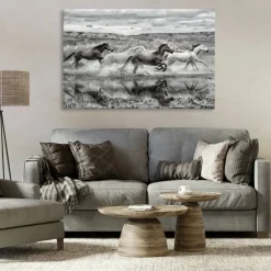Stupell Industries Horses Splashing in Riverbank Canvas By PHBurchett