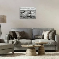 Stupell Industries Horses Splashing in Riverbank Canvas By PHBurchett