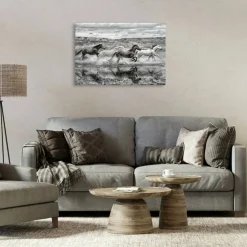 Stupell Industries Horses Splashing in Riverbank Canvas By PHBurchett