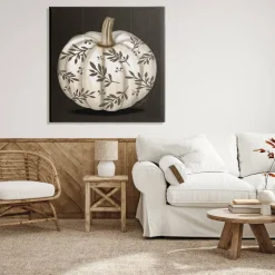 Stupell Industries Leaf Patterned Fall Pumpkin Canvas Wall Art