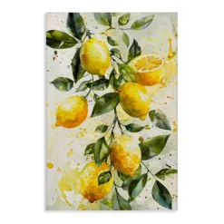 Stupell Industries Lemon Watercolor Splashes Canvas Wall Art Design by LSR Design Studio