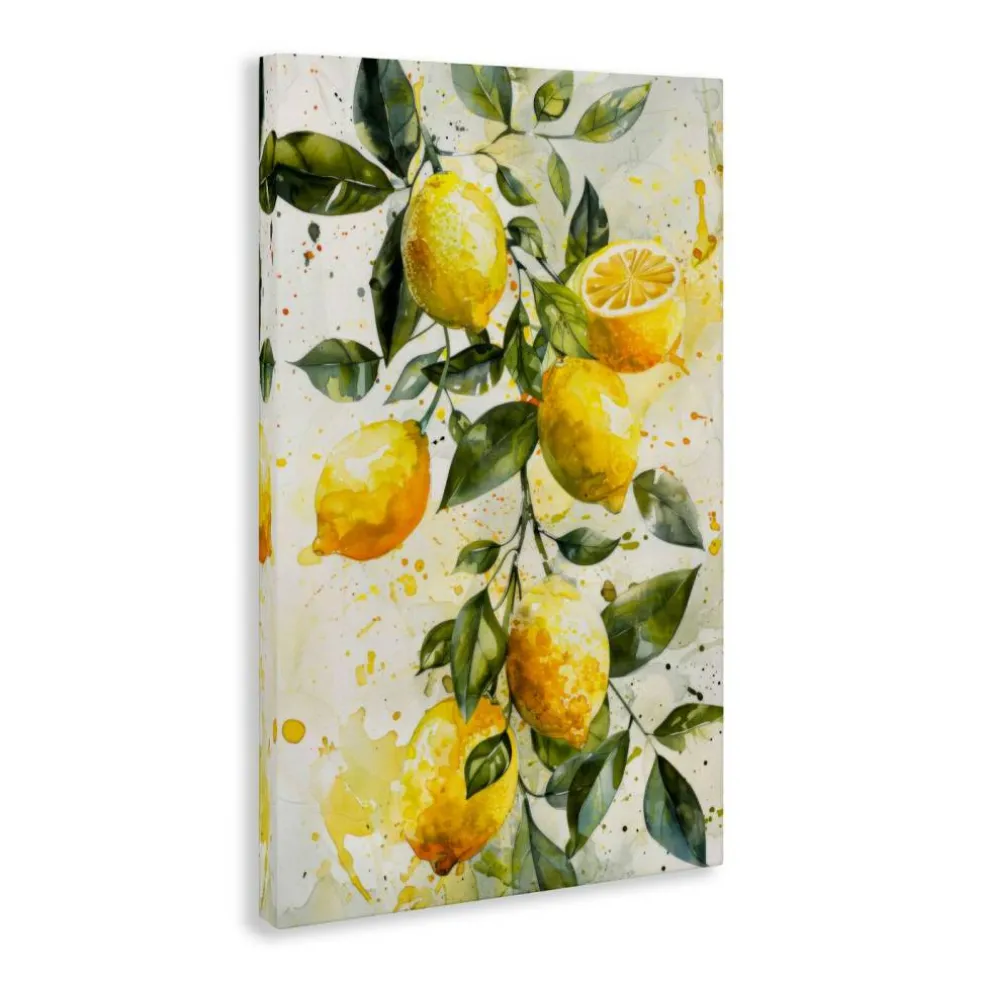 Stupell Industries Lemon Watercolor Splashes Canvas Wall Art Design by LSR Design Studio