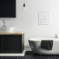Stupell Industries Minimal Laundry Guide Cleaning Chart Helpful Symbols Framed Wall Art