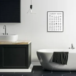 Stupell Industries Minimal Laundry Guide Cleaning Chart Helpful Symbols Framed Wall Art