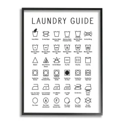Stupell Industries Minimal Laundry Guide Cleaning Chart Helpful Symbols Framed Wall Art