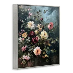 Stupell Industries Moody Dark Bouquet Framed Giclee Wall Art Design by Petal Prints Design