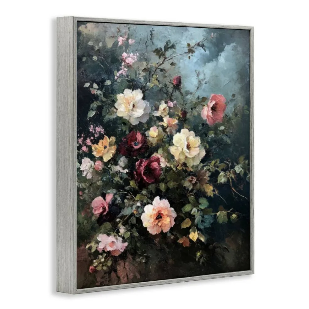 Stupell Industries Moody Dark Bouquet Framed Giclee Wall Art Design by Petal Prints Design