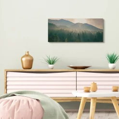 Stupell Industries Morning Sun over Misty Tree Forest Landscape Canvas Wall Art