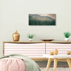 Stupell Industries Morning Sun over Misty Tree Forest Landscape Canvas Wall Art