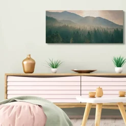Stupell Industries Morning Sun over Misty Tree Forest Landscape Canvas Wall Art