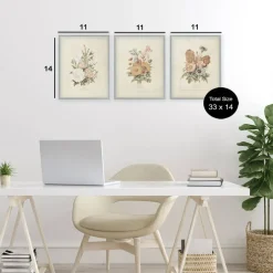 Stupell Industries Neutral Bouquet Studies 3pc Framed Giclee Set, design by Dan Meneely
