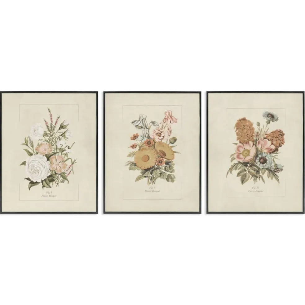 Stupell Industries Neutral Bouquet Studies 3pc Framed Giclee Set, design by Dan Meneely