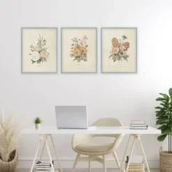 Stupell Industries Neutral Bouquet Studies 3pc Framed Giclee Set, design by Dan Meneely