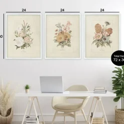 Stupell Industries Neutral Bouquet Studies 3pc Framed Giclee Set, design by Dan Meneely
