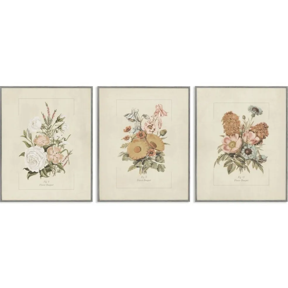 Stupell Industries Neutral Bouquet Studies 3pc Framed Giclee Set, design by Dan Meneely