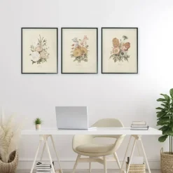 Stupell Industries Neutral Bouquet Studies 3pc Framed Giclee Set, design by Dan Meneely