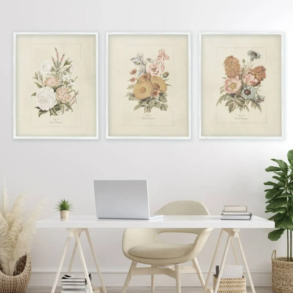 Stupell Industries Neutral Bouquet Studies 3pc Framed Giclee Set, design by Dan Meneely