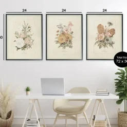 Stupell Industries Neutral Bouquet Studies 3pc Framed Giclee Set, design by Dan Meneely