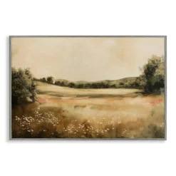 Stupell Industries Neutral Meadow Landscape Framed Giclee Wall Art Design by Lazar Studio