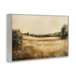 Stupell Industries Neutral Meadow Landscape Framed Giclee Wall Art Design by Lazar Studio