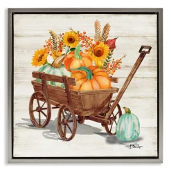 Stupell Industries Pumpkin Farm Harvest Wagon Floater Framed Art