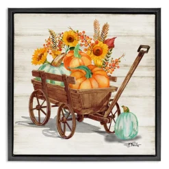 Stupell Industries Pumpkin Farm Harvest Wagon Floater Framed Art