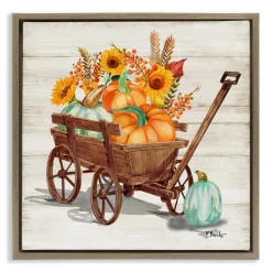 Stupell Industries Pumpkin Farm Harvest Wagon Floater Framed Art